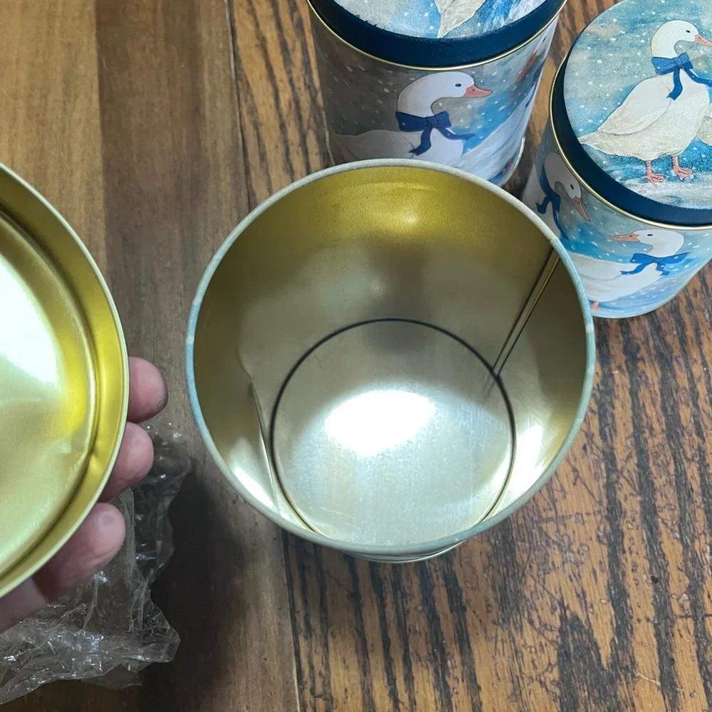 Set of 3 county geese Decorative Tins in Snowy Blue